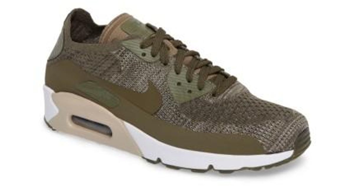 Lyst Nike Air Max 90 Ultra 2.0 Flyknit Sneaker for Men OliveOliveString Herren Nike Air Max 90 Ultra 2.0 Flyknit